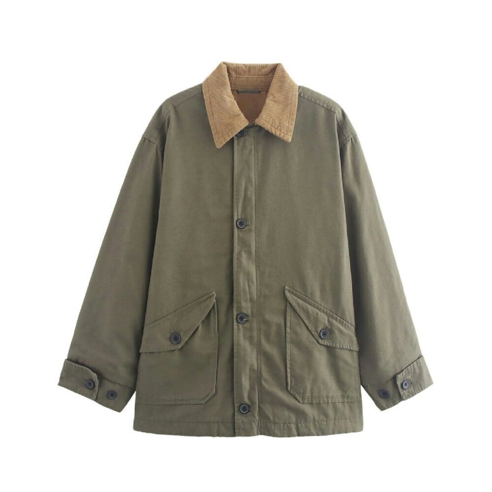 Oversized Corduroy Lapel Casual Jacket Lightweight Button Down Women's